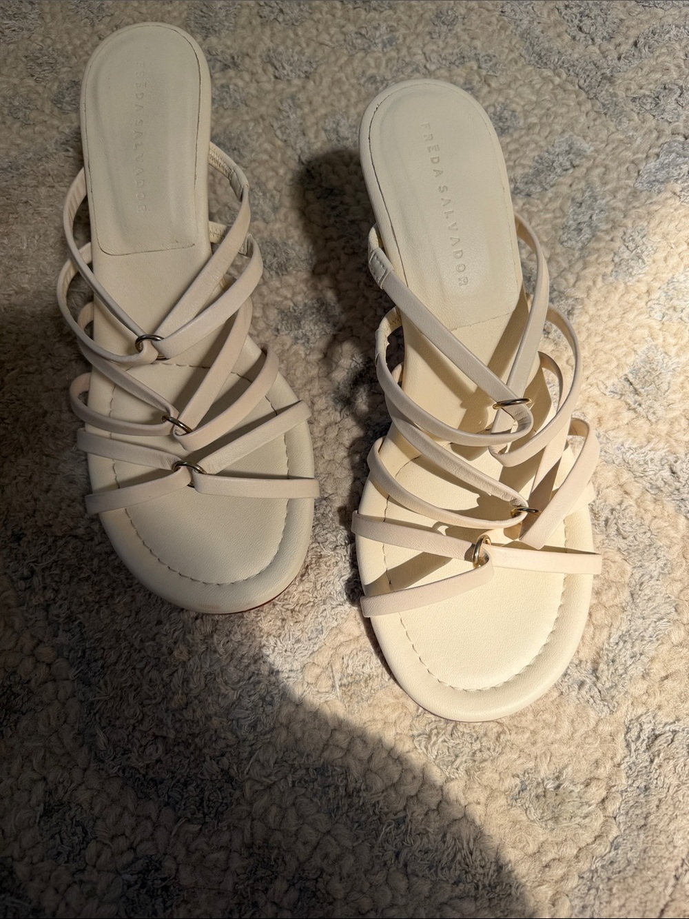 Freda Salvador Cream Multi-Strap Slide Sandals